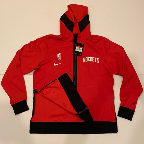 NIKE HOUSTON ROCKETS RED NBA THERMA-FLEX SHOWTIME HOODIE MENS CN4028-657 - Picture 2 of 7
